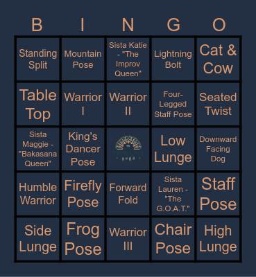 True Love Yoga Bingo Card
