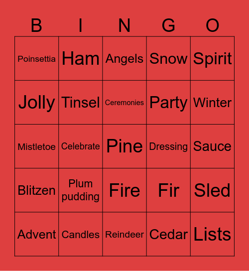 Christmas bingo Card