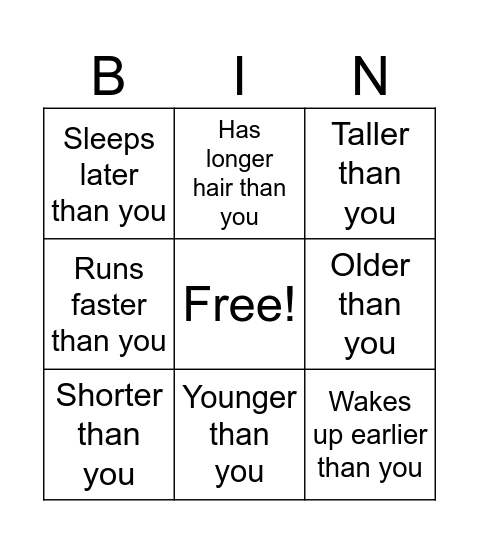 Find someone who is... Bingo Card
