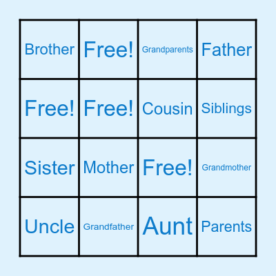 Family members! Bingo Card