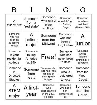 GET TO KNOW YALE DEMS Bingo Card