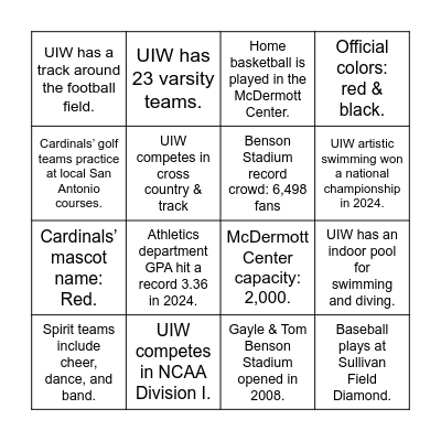 SACC 2025 - 2026 Bingo Card