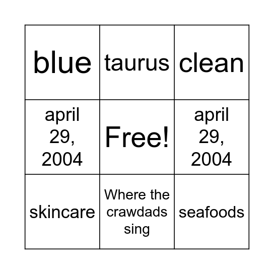 FACTS ABOUT ME Bingo Card