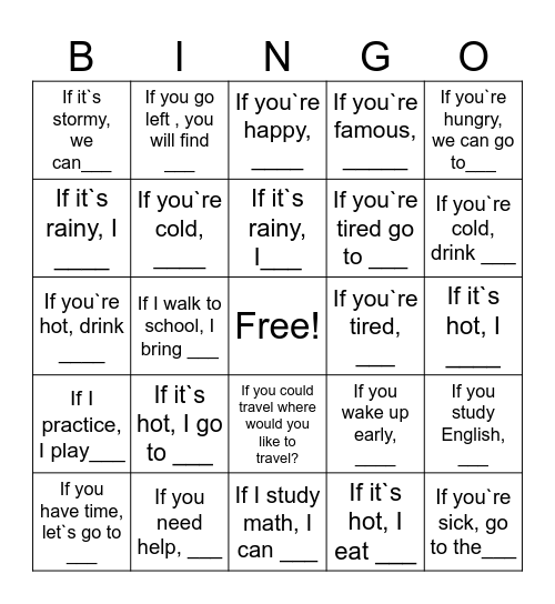 If Bingo Card
