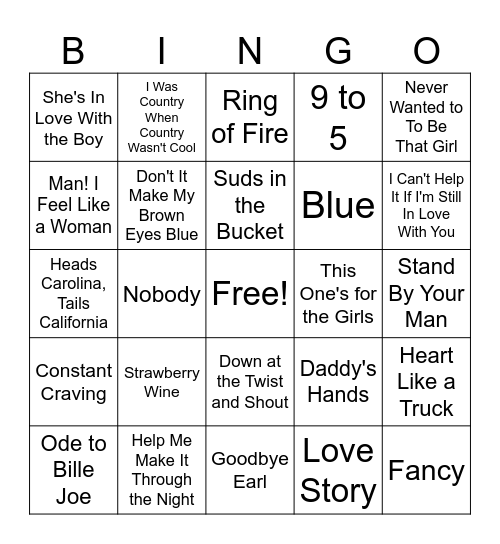 Country Girls Bingo Card