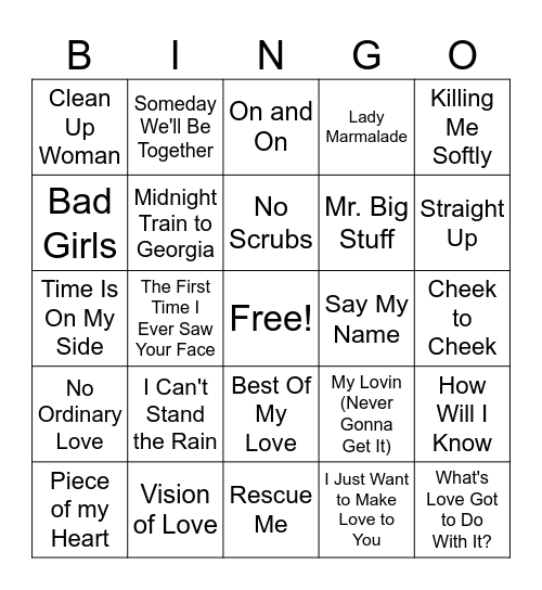 Soul Sisters Bingo Card