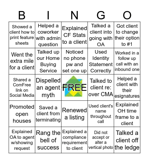 ComFree Bingo Card