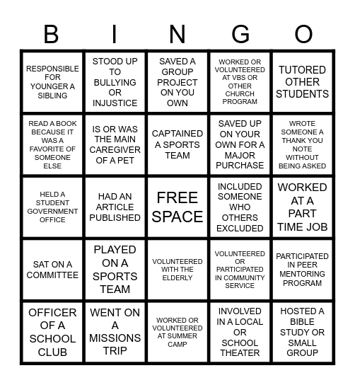 Virtuous Leadership Bingo Card