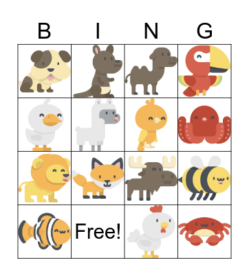Bingo Wild Animals !🐶✨ Bingo Card
