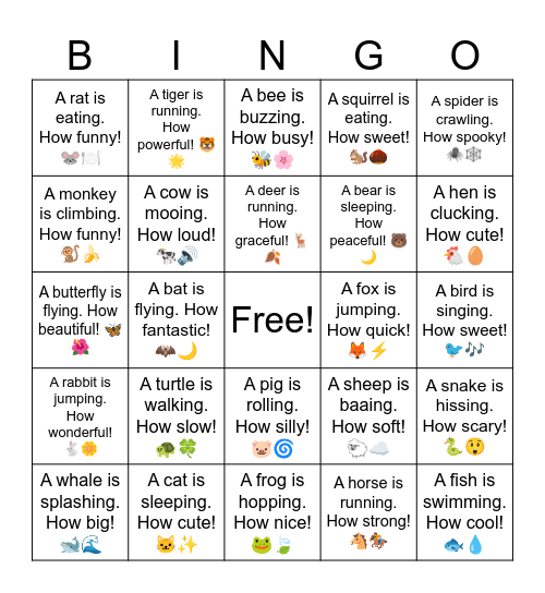 B4 L11 A tiger is running. How powerful! 🐯🌟 Bingo Card