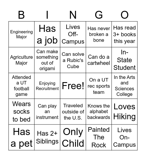 Human Bingo Card