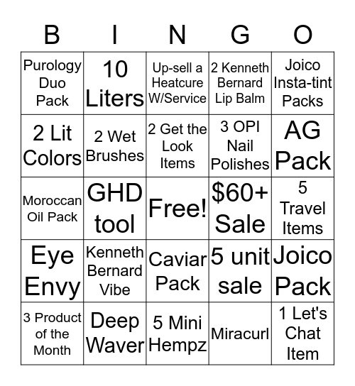 Chatters Beauty Consultants Bingo Card