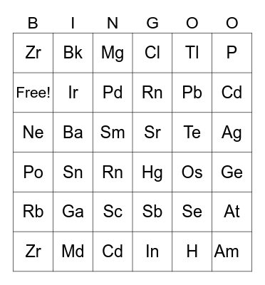 SÍMBOLOS QUÍMICOS Bingo Card