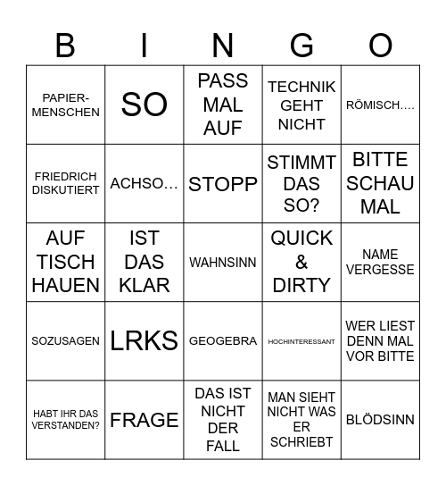 MATHE KOLLMANN Bingo Card