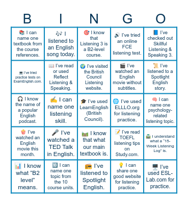 Icebreaker: Bingo – Listening 3 Edition Bingo Card