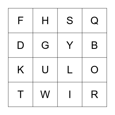 The Alphabet Bingo Card