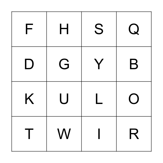 The Alphabet Bingo Card