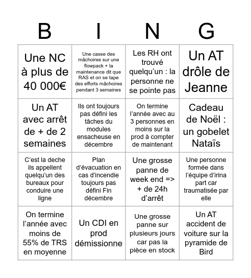 Bingo Nataïs Bingo Card