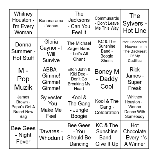★ Music Bingo w Bonnie Anne ★ Bingo Card