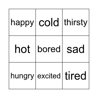 Feelings Bingo Card