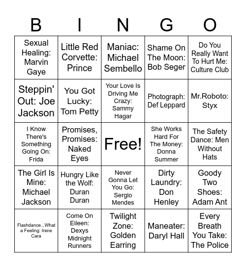 1983 Bingo Card