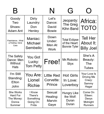 1983 Bingo Card