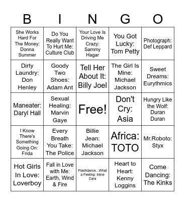 1983 Bingo Card