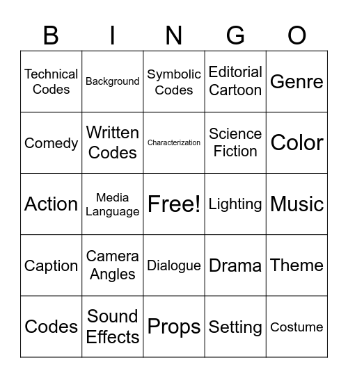 Graded Recitation Bingo Card
