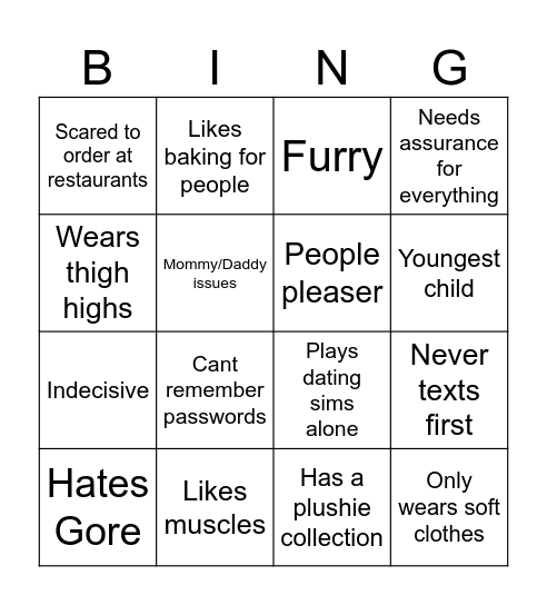 Sub Bingo Card