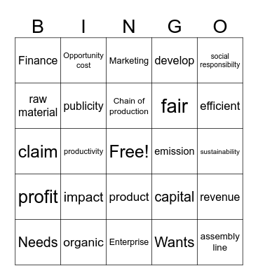 Business Bingo Card