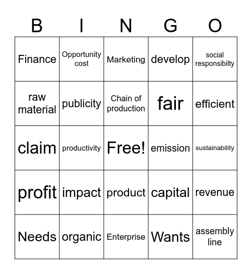 Business Bingo Card