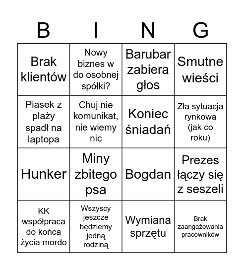 RST Bingo Card