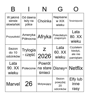Bingo Dawnych Czalendży Bingo Card