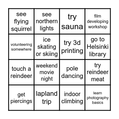 Finland s1 Bingo Card