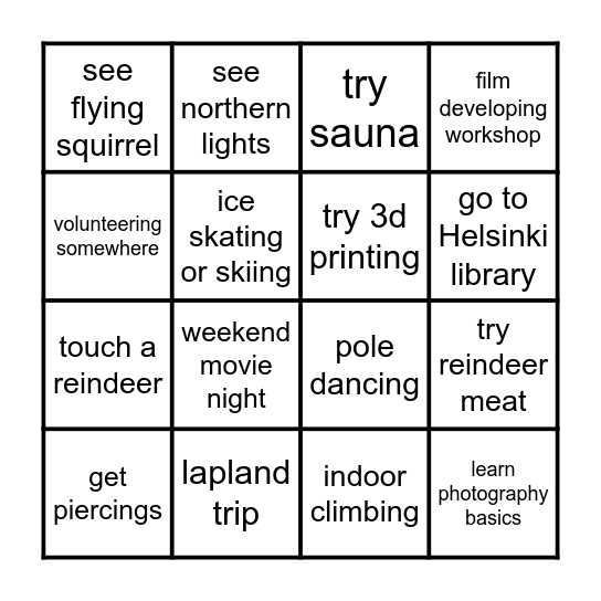 Finland s1 Bingo Card