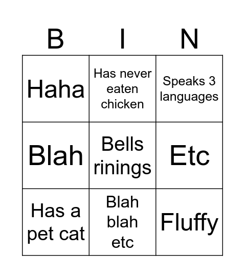 Market Dev Test Bingo Card