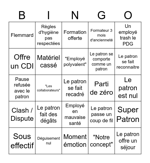Patron Incognito Bingo Card