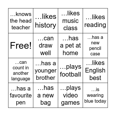 Find Someone Who Bingo Card