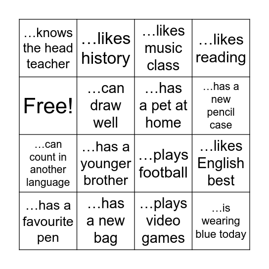 Find Someone Who Bingo Card