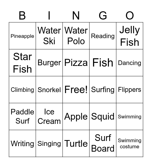 First Day Bingo Card