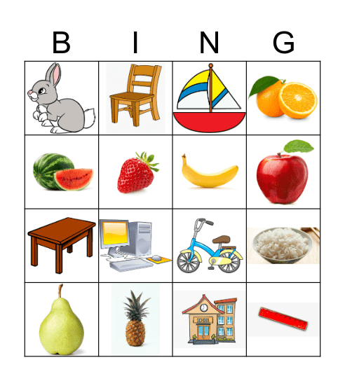 VOCABULARY Bingo Card