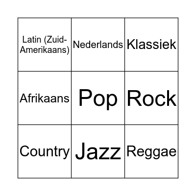 Muziekbingo Card