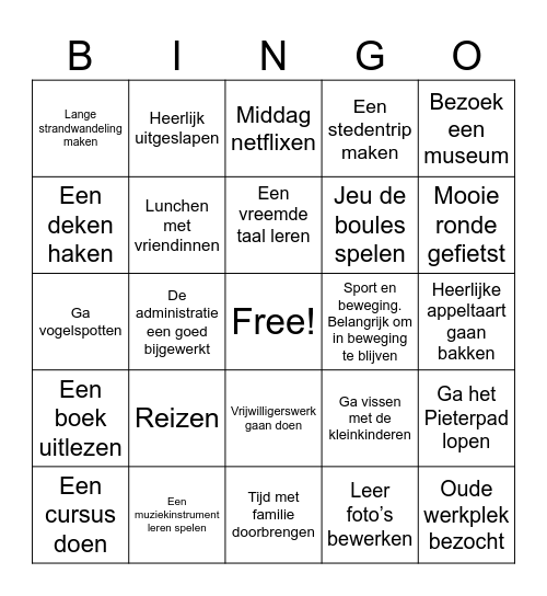 Lucia’s Pensioen Bingo Card