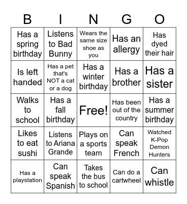 CREW BINGO Card