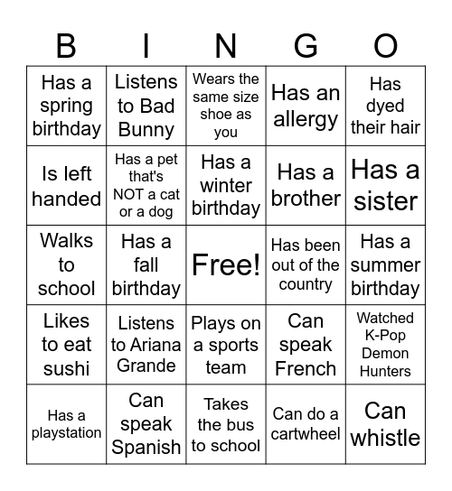 CREW BINGO Card