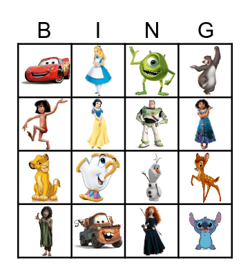 DISNEY Bingo Card