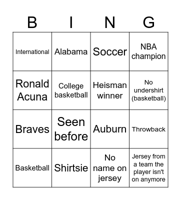 Jersey day bingo Card