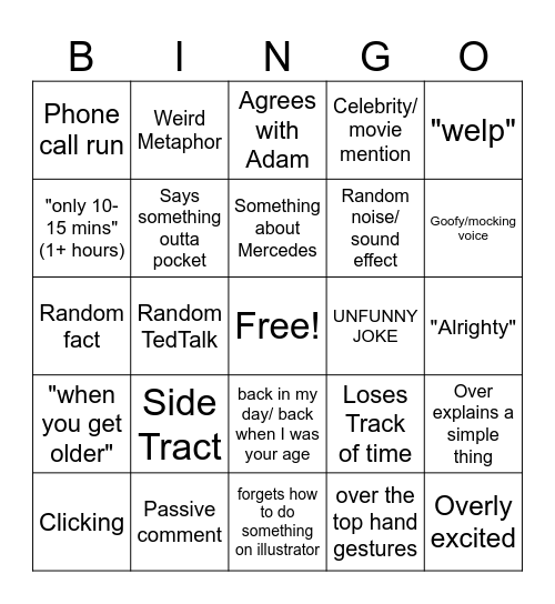 Mich stuff Bingo Card