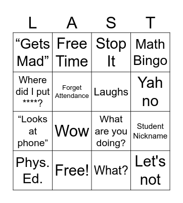 Last Bingo Card