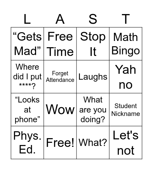 Last Bingo Card